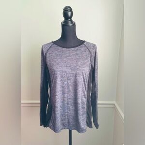 Danskin Now Grey Crew Neck Long Sleeve Work Out Fitness Top Size XL